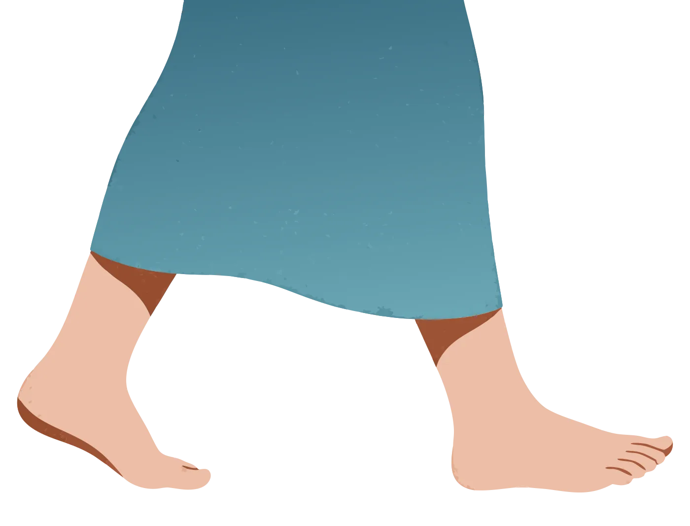 Illustration of bare feet walking with steady steps