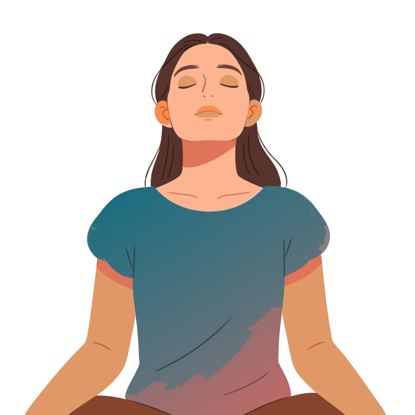 Illustration of a person sitting calmly with a settled, even breath