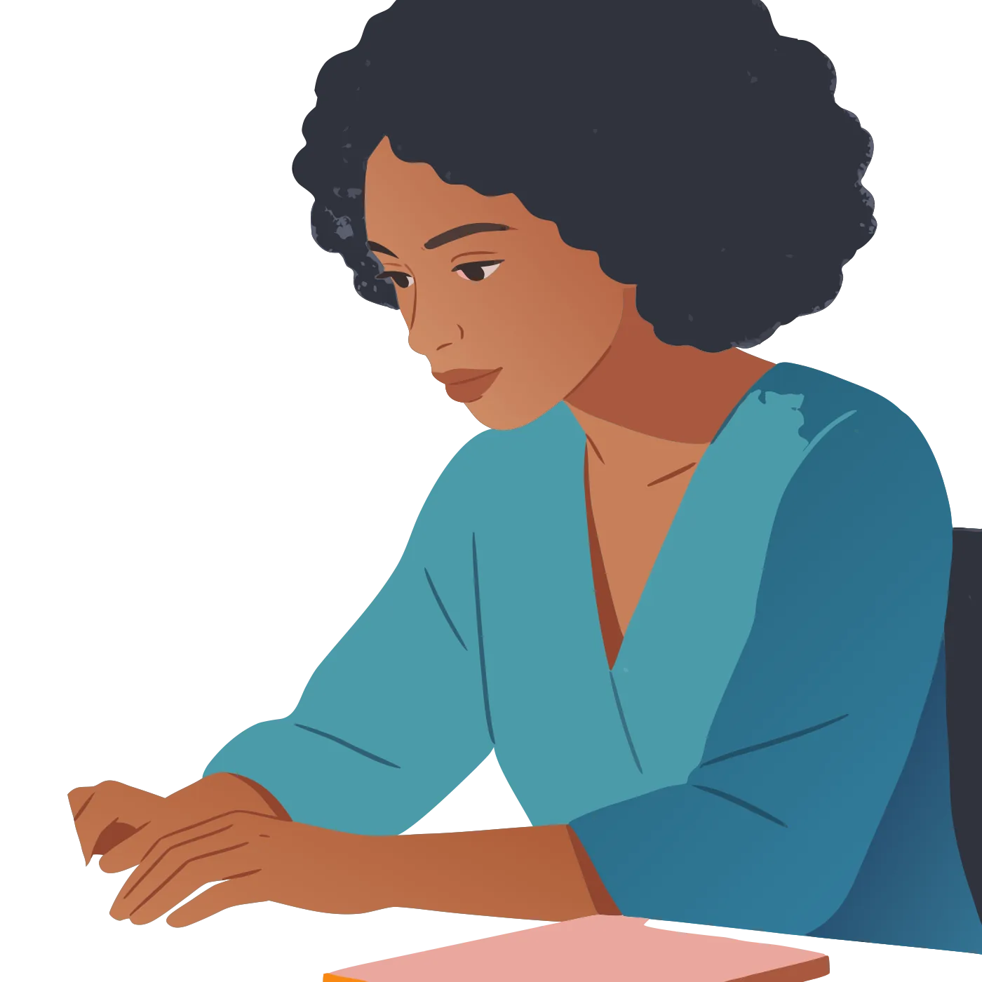 Illustration of a person working calmly and steadily at a desk